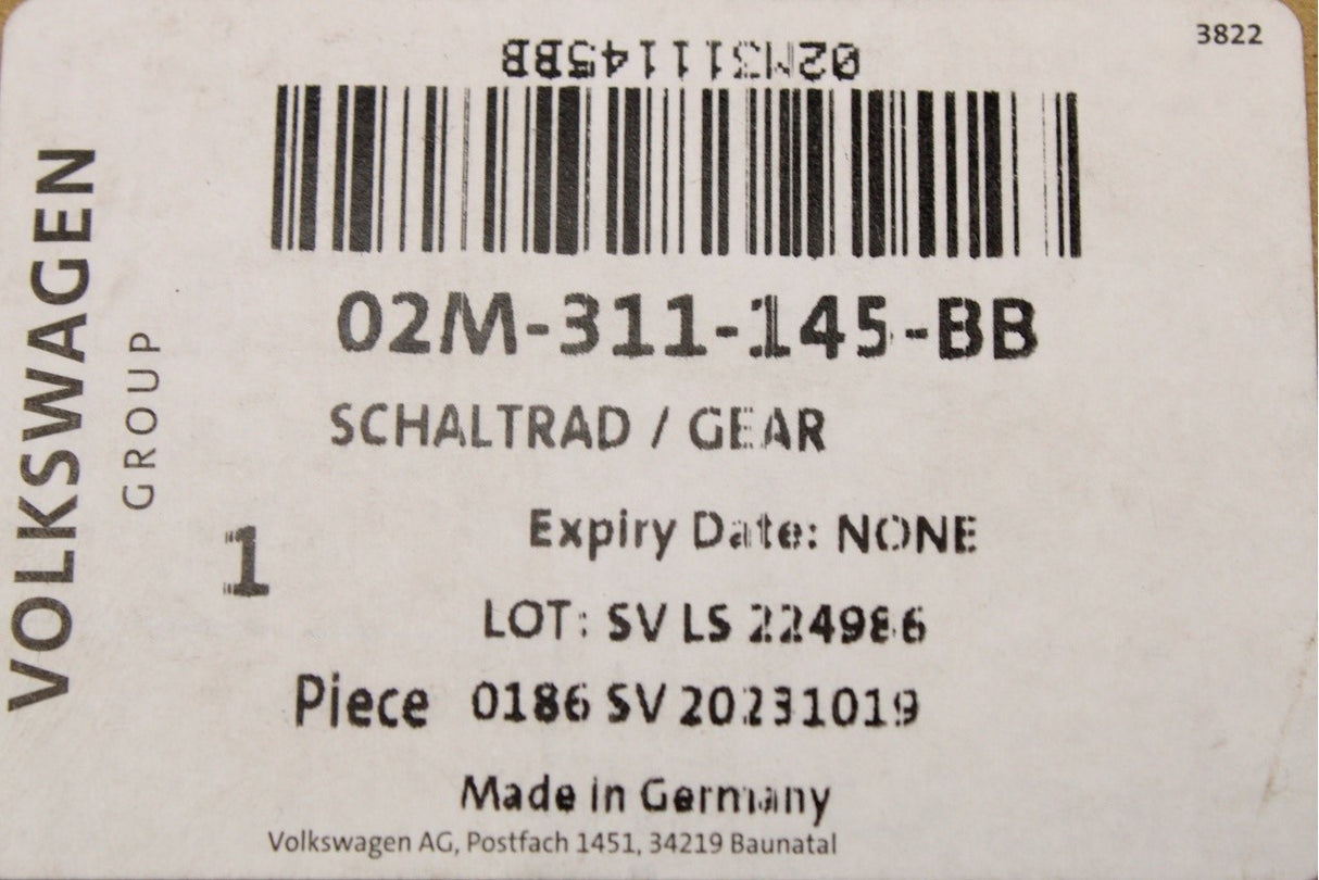 VW Audi Skoda SEAT 6 speed manual gearbox gear 02M311145BB