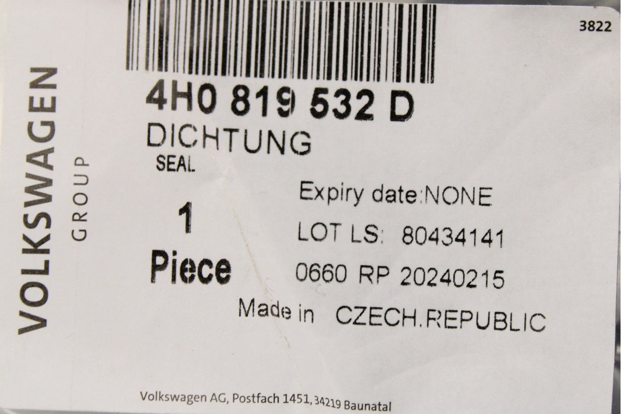 Audi A6 A7 A8 RS6 RS7 scuttle panel rain cover seal strip 4H0819532D