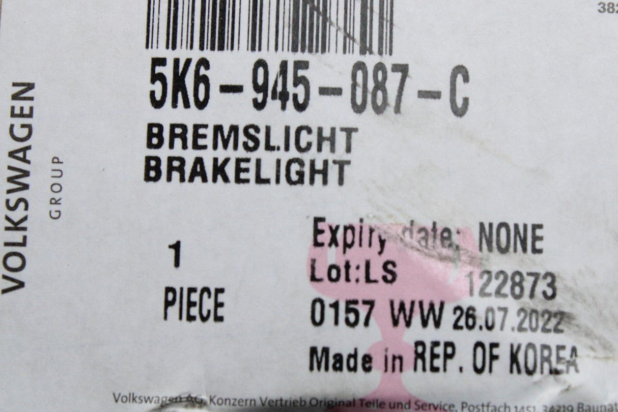 VW Golf GTI GTD MK6 2009-2013 rear additional brake light 5K6945087C