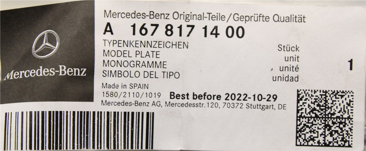 Mercedes-Benz GLE 300d rear boot lid lettering badge A1678171400