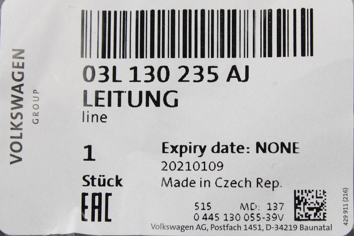 VW Transporter T5.1 T6 2.0 TDI fuel overflow return line 03L130235AJ