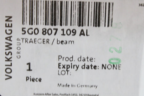 VW Golf MK7 MK7.5 2013-2020 front bumper reinforcement bar 5G0807109AL