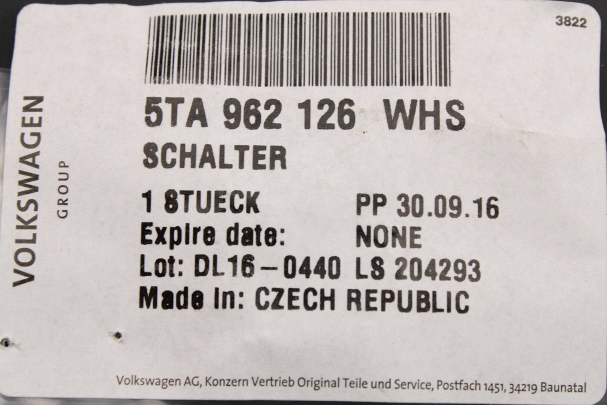 VW Touran 2016-on interior central locking switch 5TA962126 WHS