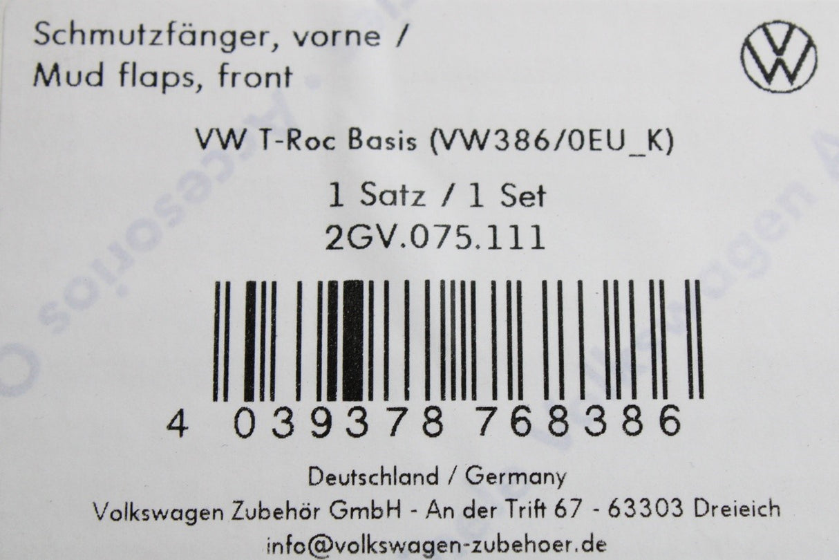 VW T-Roc 2026-on mud flaps (front & rear) 2GV075101 / 2GV075111