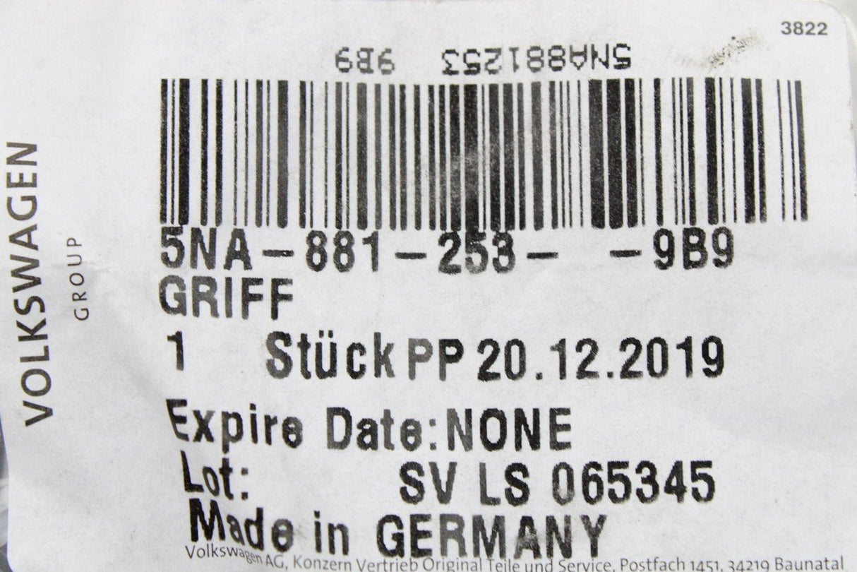 VW Tiguan Golf MK8 SEAT Skoda front seat slide handle 5NA881253 9B9