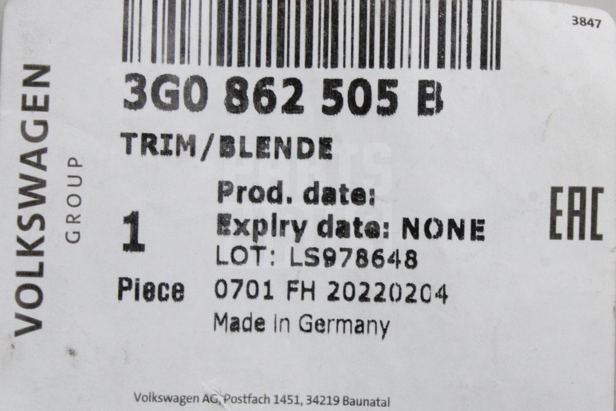 VW Passat B8 Skoda Kodiaq Octavia Kamiq rear view mirror trim 3G0862505B