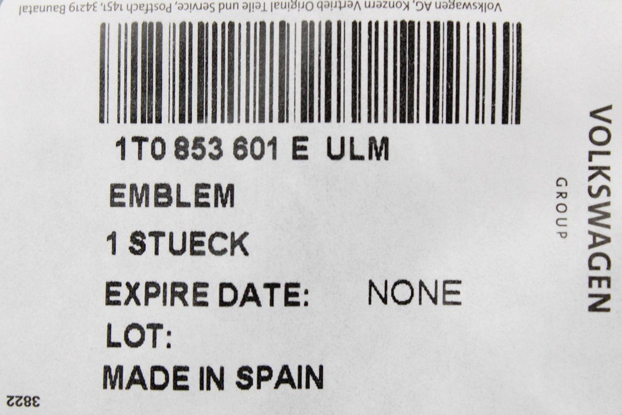 VW Touran Caddy 2011-15 Passat B7 front grille badge 1T0853601E ULM