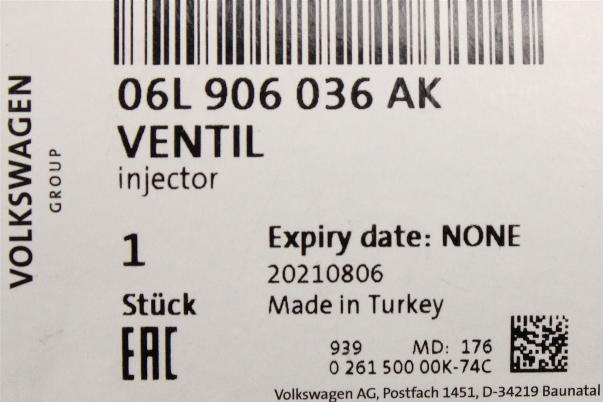 VW Audi Skoda SEAT 2.0 TSI TFSI fuel injector 06L906036AK