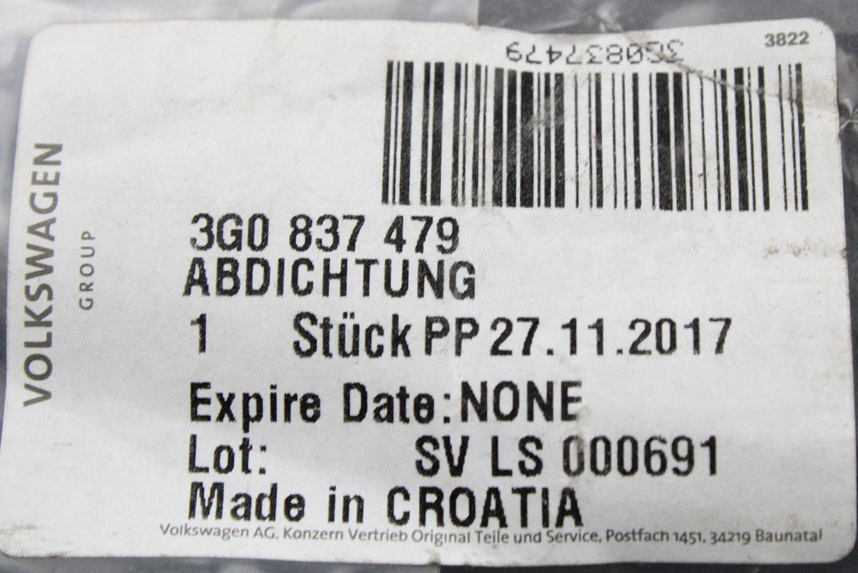 VW Passat B8 2015-2021 Front Left Inner window aperture seal 3G0837479