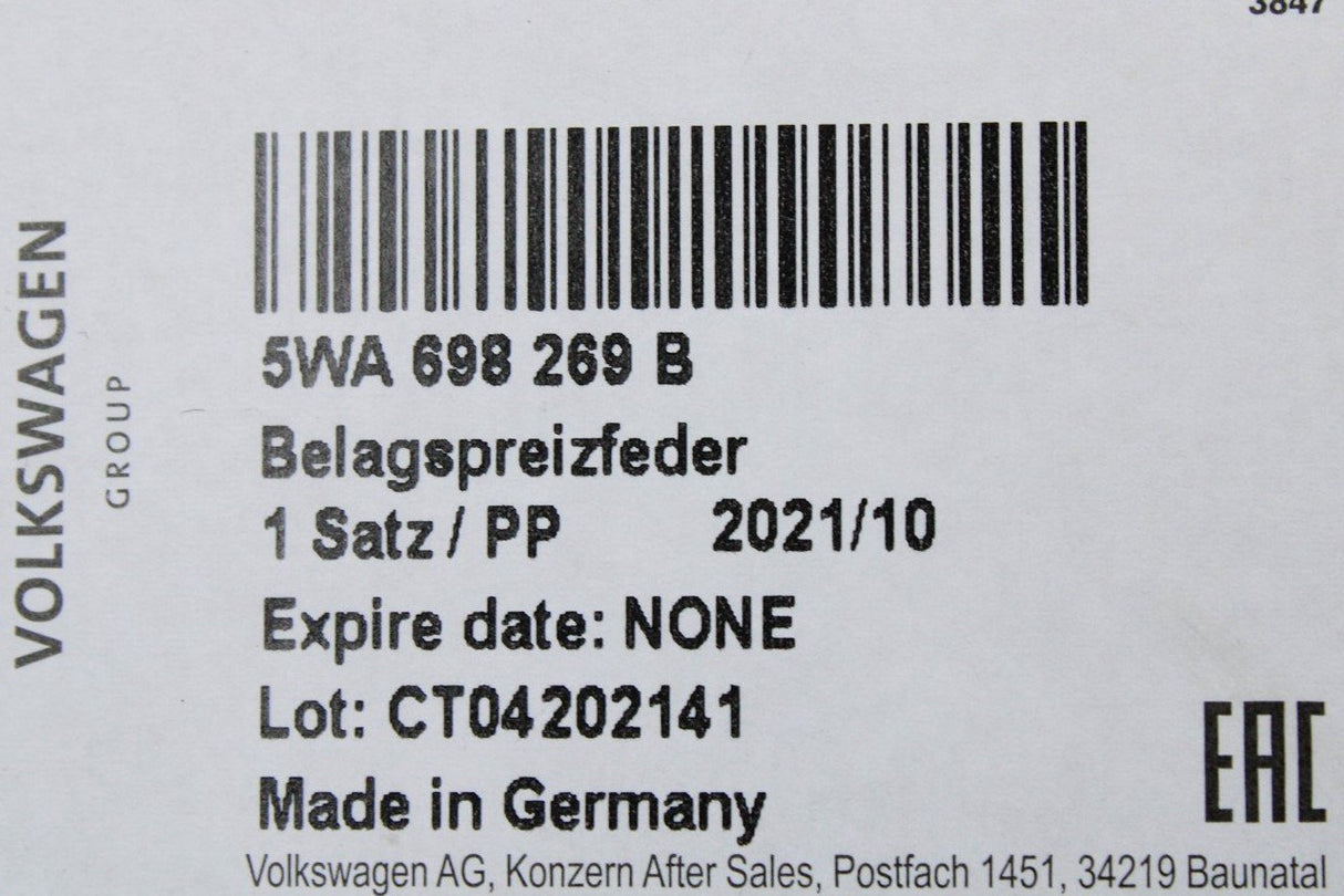VW Audi Skoda SEAT brake pad retaining springs 5WA698269B