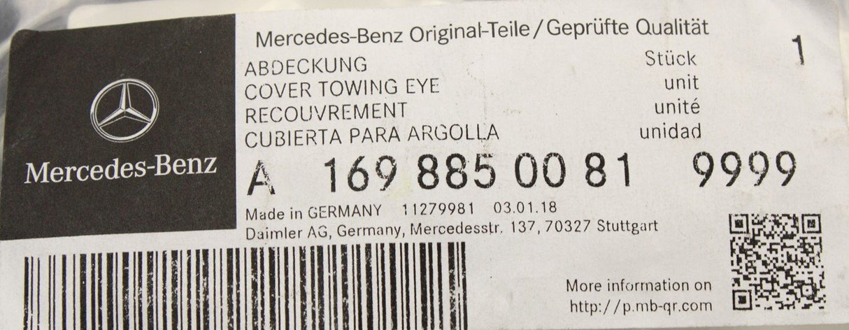 Mercedes-Benz A-Class towing eye cover (primed) A16988500819999