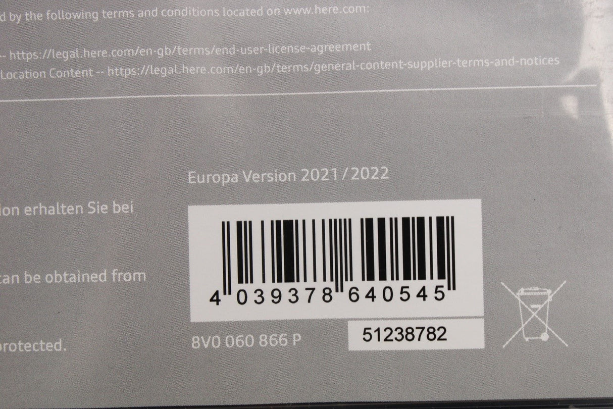 Audi MMI Navigation MIB-S digital road map data 8V0060866P