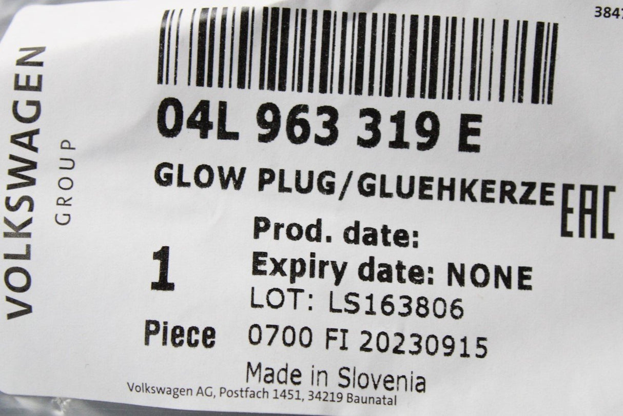 VW Audi Skoda SEAT 1.6 2.0 TDI glow plug (x1) 04L963319E