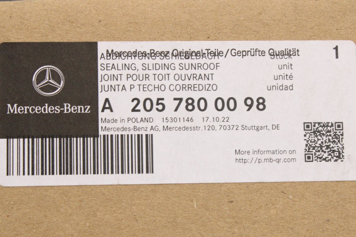 Mercedes-Benz C-Class W205 sliding sunroof seal A2057800098
