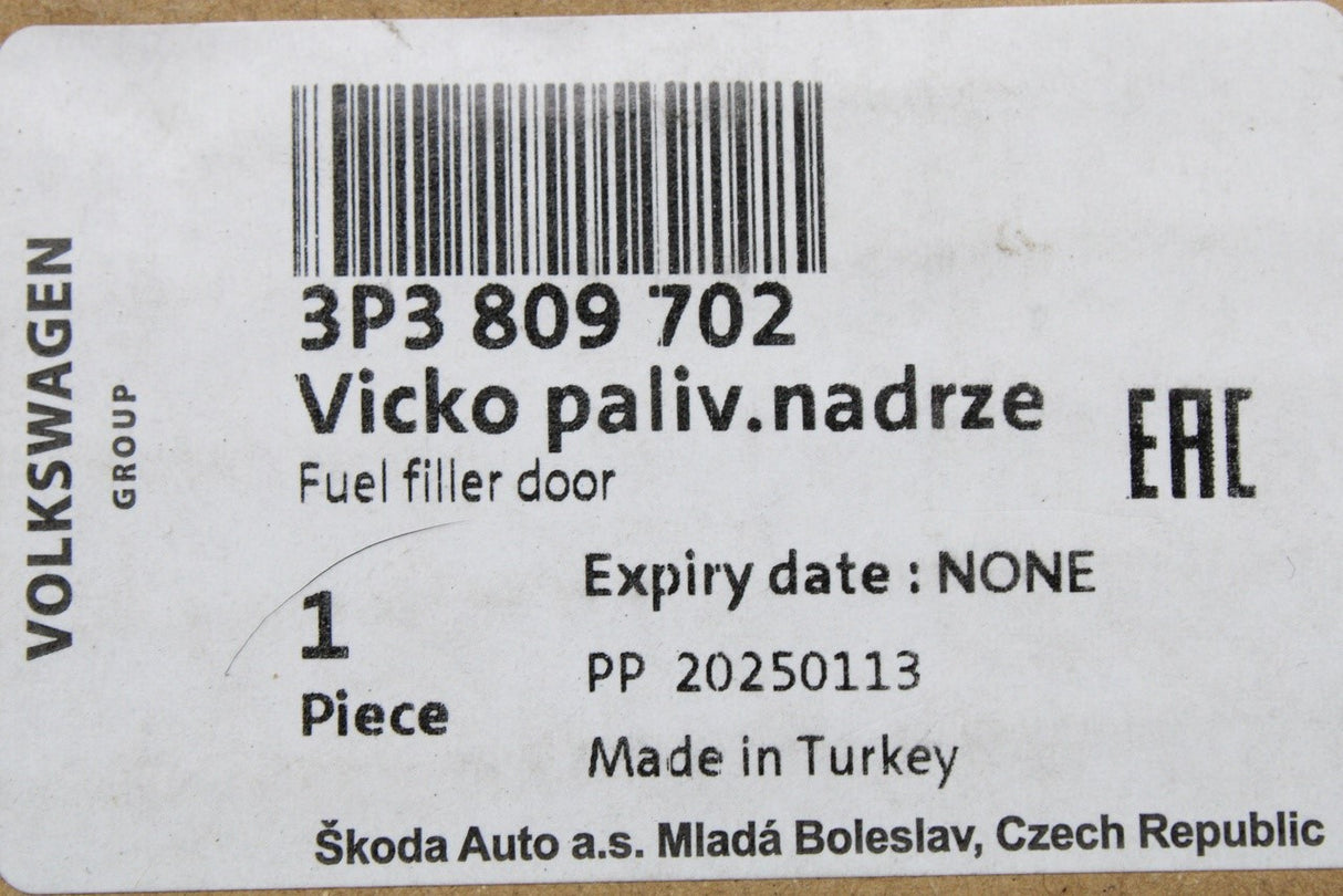Skoda Superb Saloon 2024-on fuel filler flap (petrol) 3P3809702