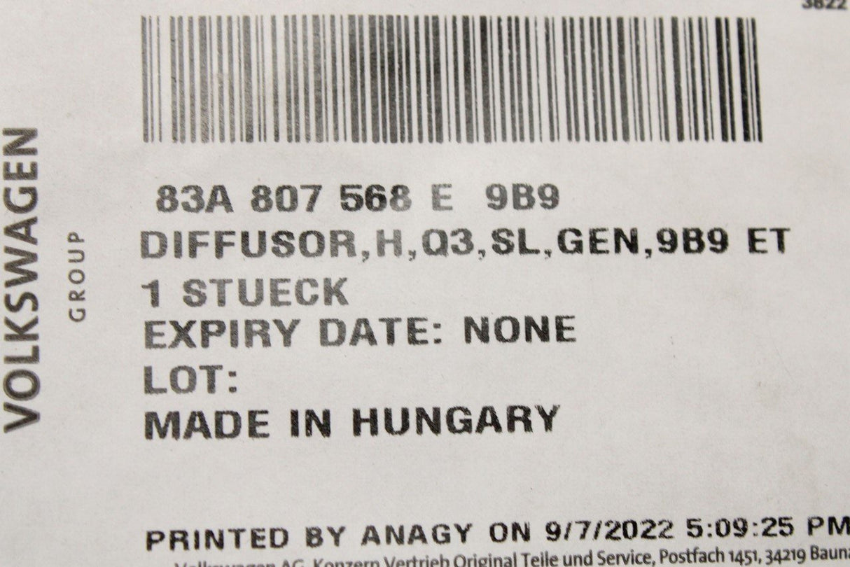 Audi Q3 Sportback 2019-on rear diffuser (satin black) 83A807568E 9B9