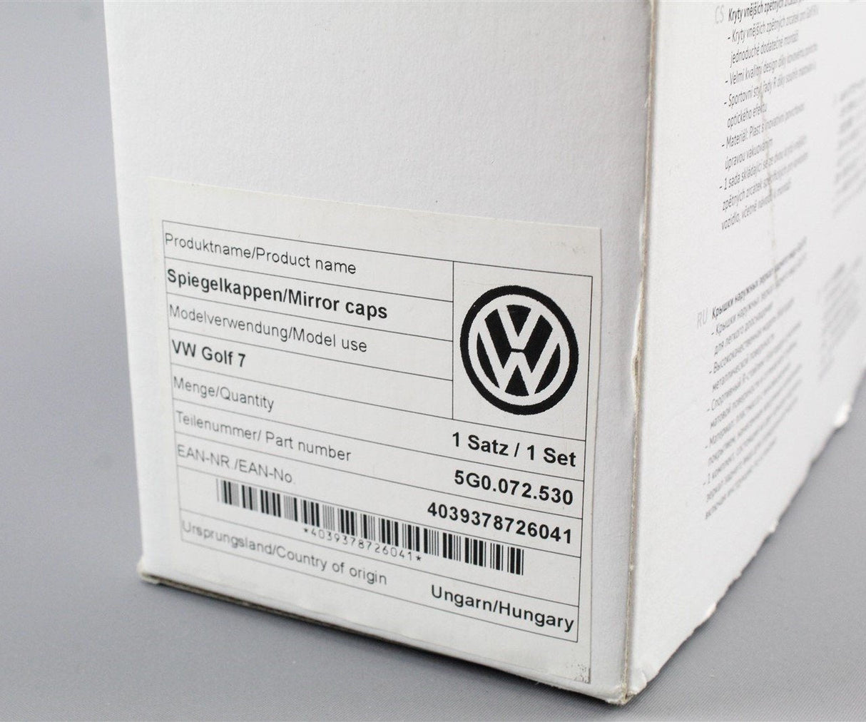 VW Golf MK7 MK7.5 R Style wing mirror cap set matt chrome 5G0072530