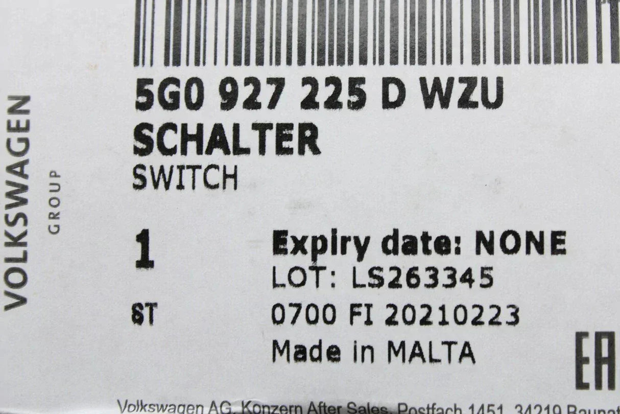 VW Golf MK7 MK7.5 parking brake auto hold switch 5G0927225D WZU