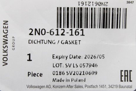 VW Crafter 2017-Onward Brake servo gasket seal 2N0612161