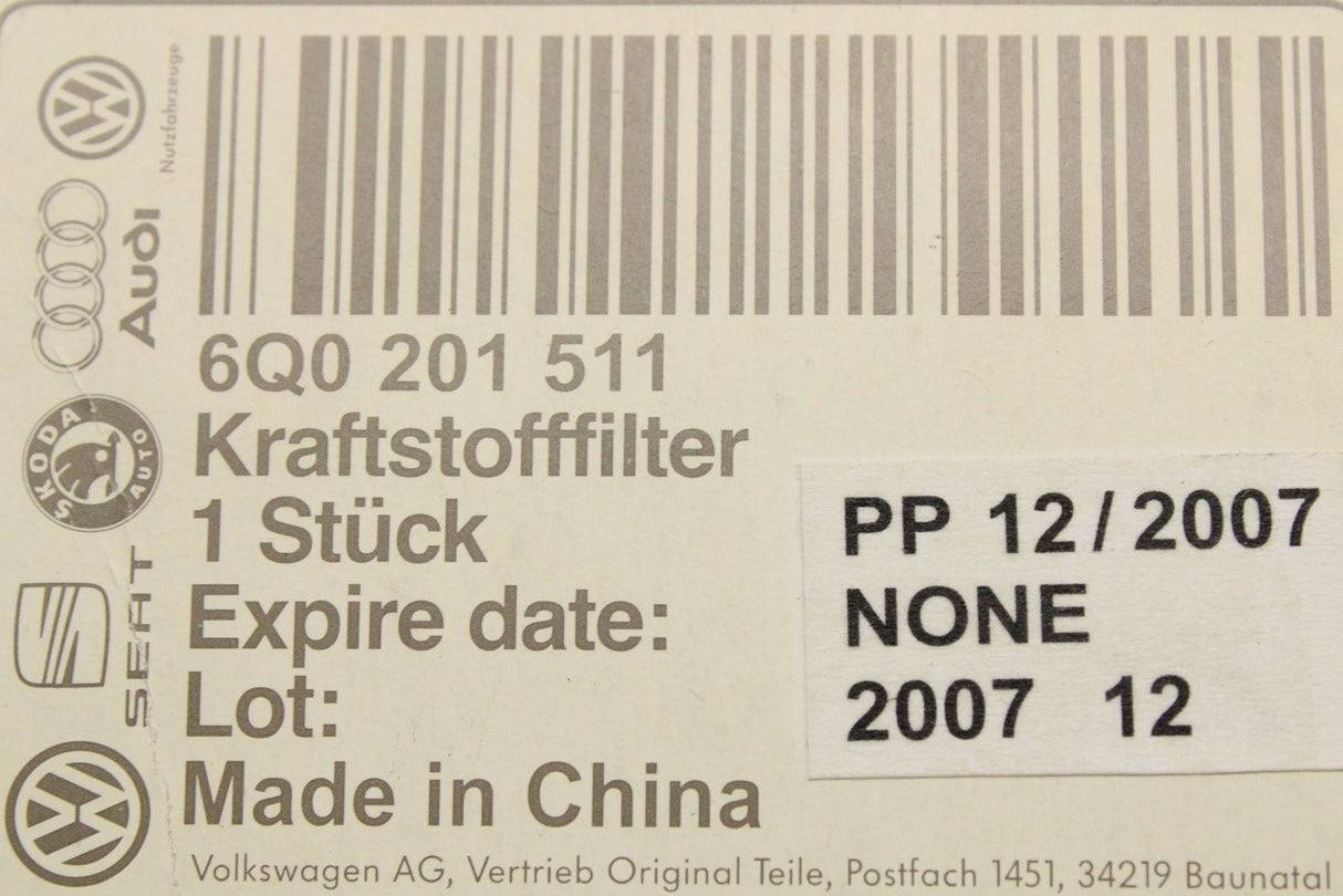 VW Polo 9N 9N3 Audi A2 Skoda SEAT 1.4 fuel filter (petrol) 6Q0201511