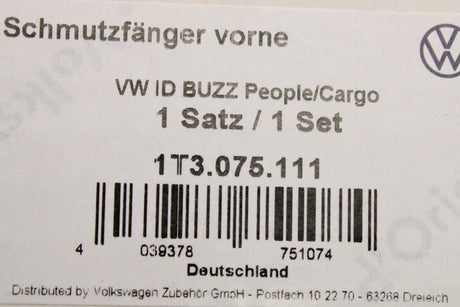 VW ID.Buzz 2022-on accessory mud flaps (front) 1T3075111