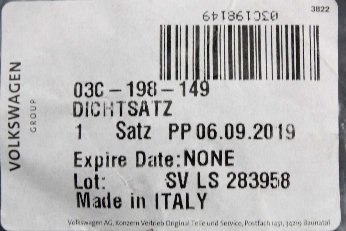 VW Audi Skoda SEAT 1.4 TSI gasket kit for injector valve 03C198149