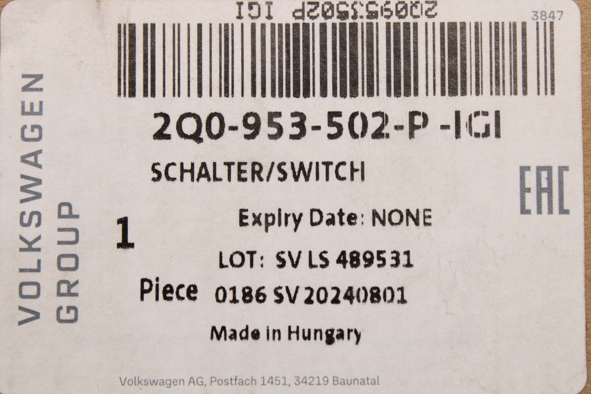 VW Polo T-Cross 2018-on steering column stalk switches 2Q0953502P IGI