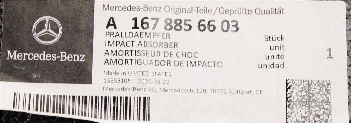 Mercedes-Benz GLE W167 front bumper impact absorber A1678856603