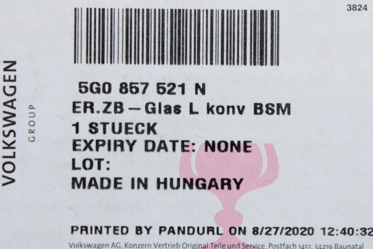 VW Golf MK7 MK7.5 2013-20 wing mirror glass (left) 5G0857521N