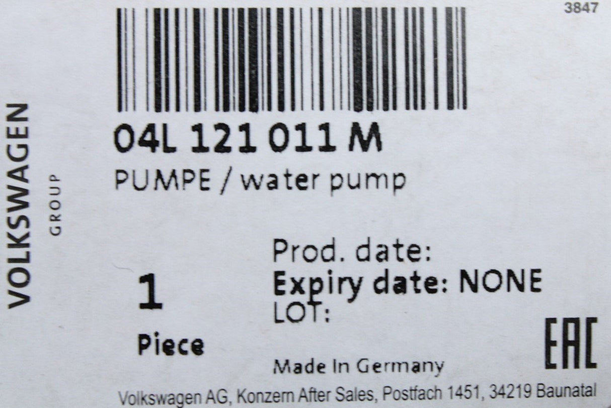 VW Transporter Crafter 2.0 TDI coolant pump 04L121011M