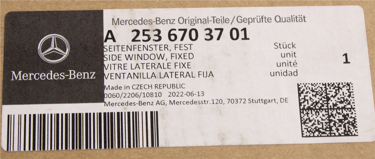Mercedes-Benz GLC C253 off road rear quarter window (left) A2536703701