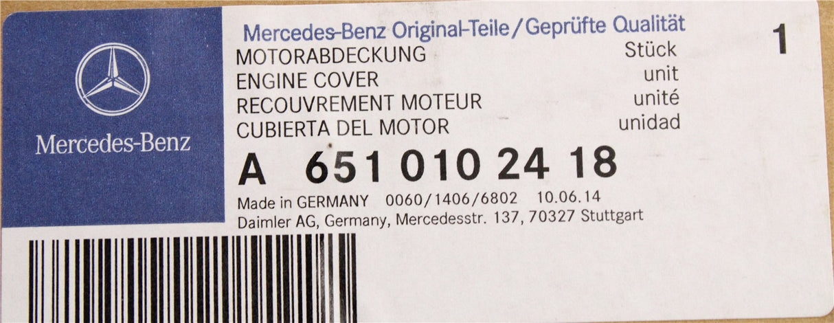 Mercedes-Benz SLK C172 2011-2017 engine cover (250D) A6510102418