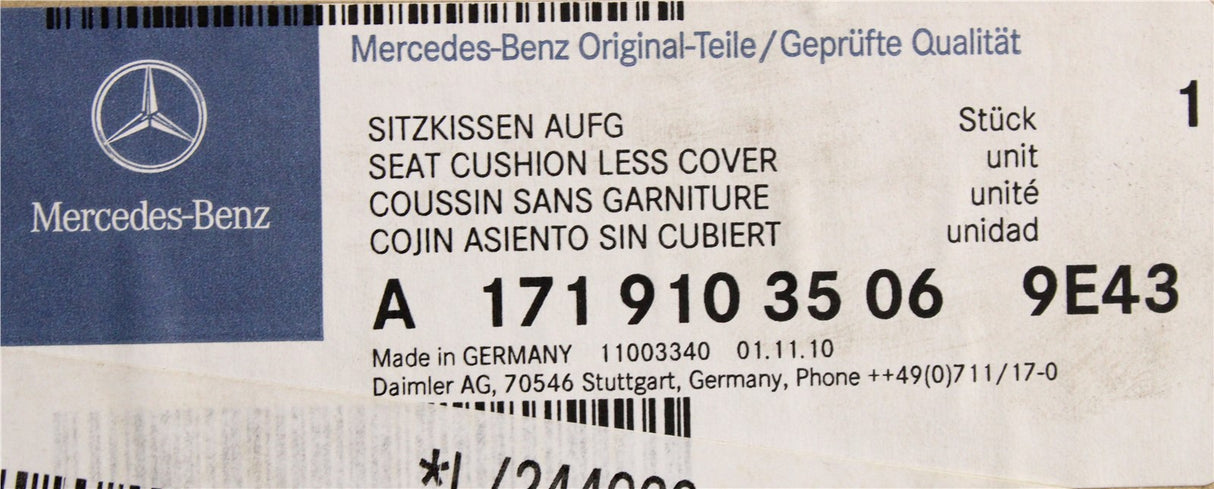 Mercedes-Benz SLK W171 front seat base cushion (black) A17191035069E43