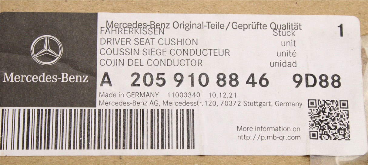 Mercedes-Benz C-Class 205 drivers seat cushion (Coupe) A20591088469D88