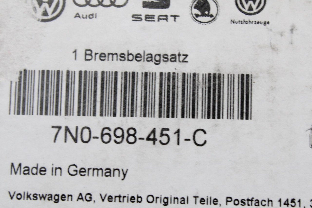 SEAT Alhambra 2016-on brake pad set (rear) 7N0698451C