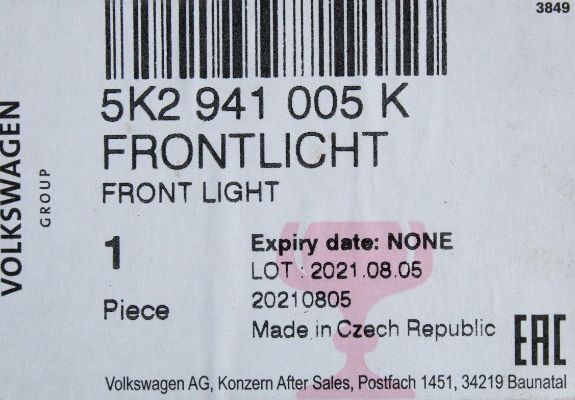 VW Golf Cabriolet 2012-16 halogen headlight (left) 5K2941005K