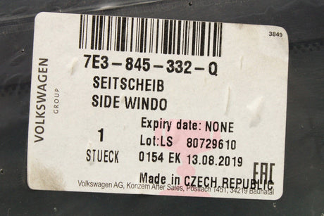 VW Caravelle Cali T6 T6.1 rear side window glass (right) 7E3845332Q