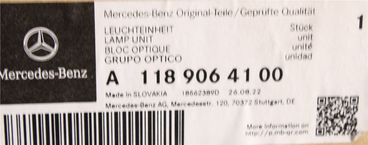 Mercedes-Benz CLA 118 2019-23 LED headlight (left) A1189064100