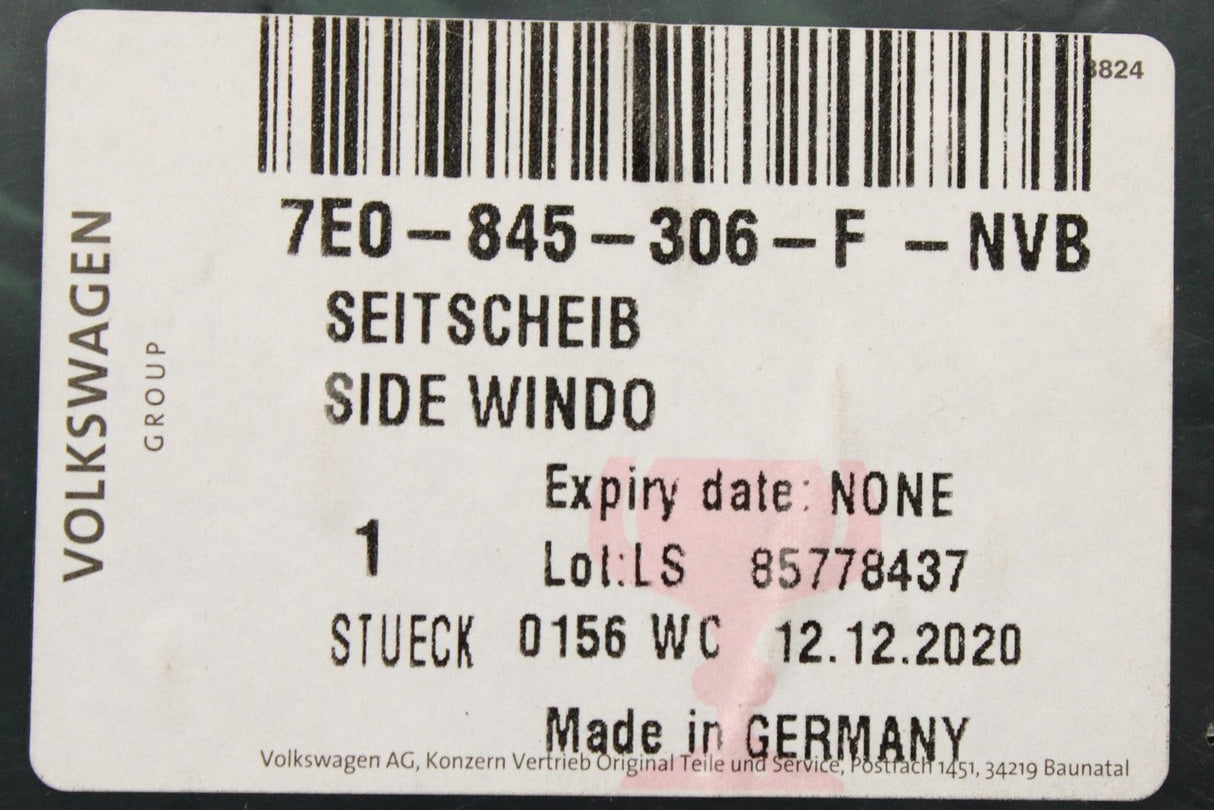 VW Transporter T5.1 T6 sliding door side window (right) 7E0845306F NVB