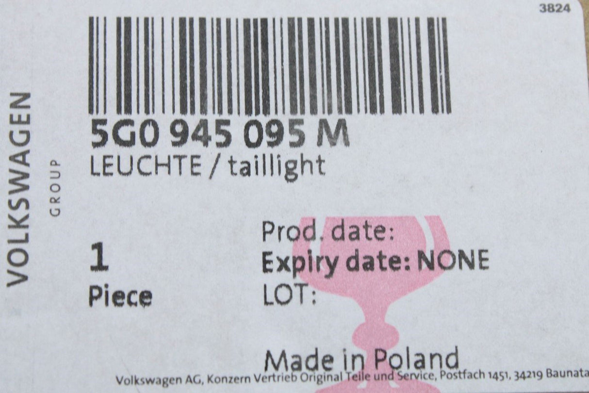 VW Golf MK7 2013-2016 outer rear light unit (left) 5G0945095M