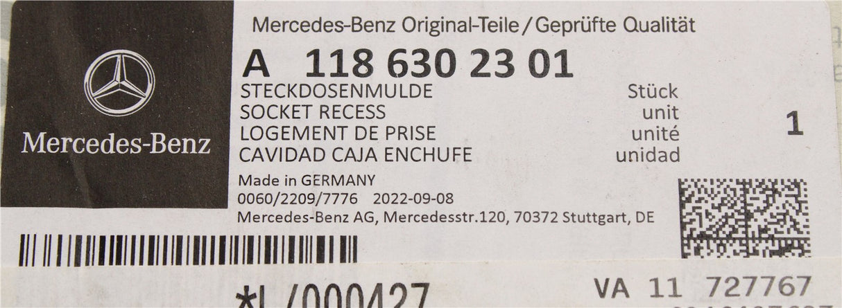 Mercedes-Benz CLA 118 250 e 2020-on charging socket recess A1186302301