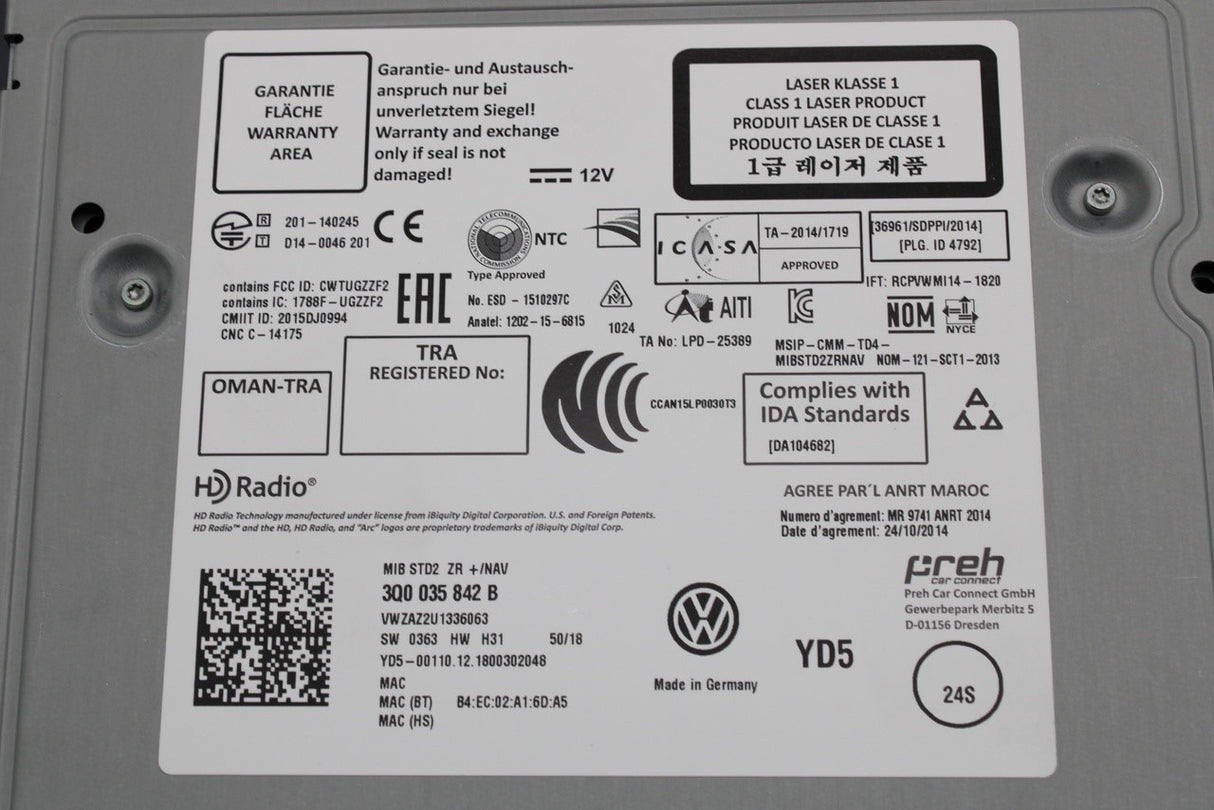 VW Golf MK7 Passat Polo 6C Tiguan 13-on multimedia head unit 3Q0035842B