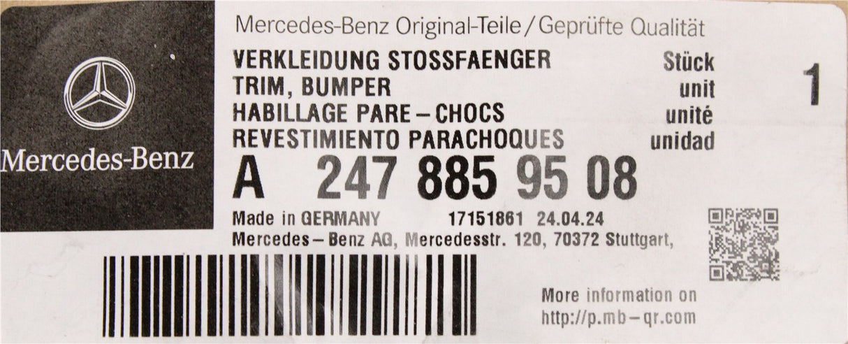 Mercedes-Benz AMG GLA 45 2020-on lower bumper trim (front) A2478859508