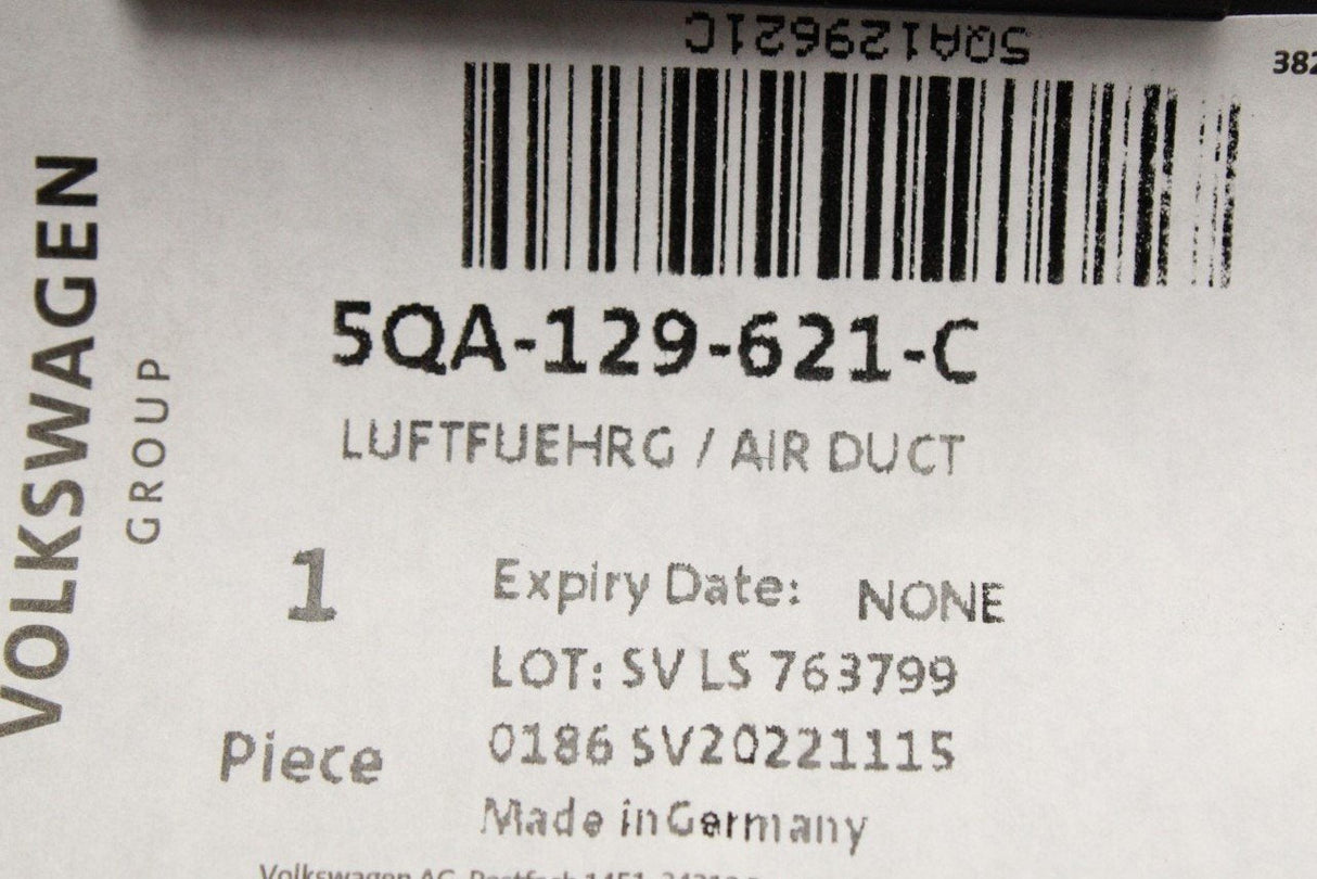 VW Golf MK8 Audi A3 Q2 Skoda SEAT air intake guide (2.0 TDI) 5QA129621C