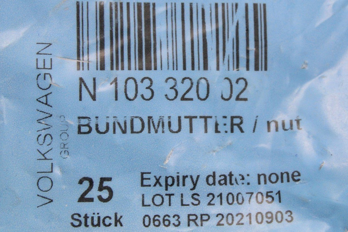 VW Audi Skoda SEAT Lower arm ball joint nut M10 (x1) N10332002