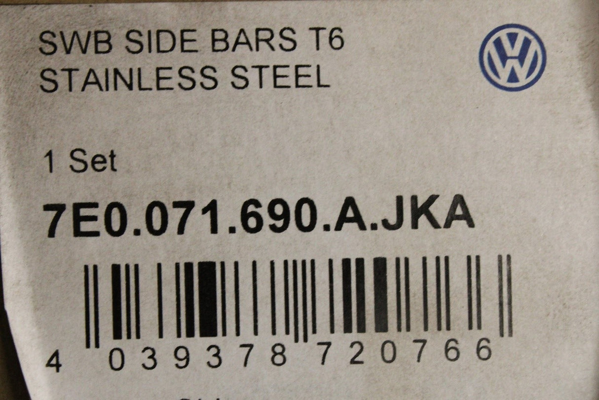 VW Transporter T5.1 T6 T6.1 SWB stainless steel side bars 7E0071690A JKA