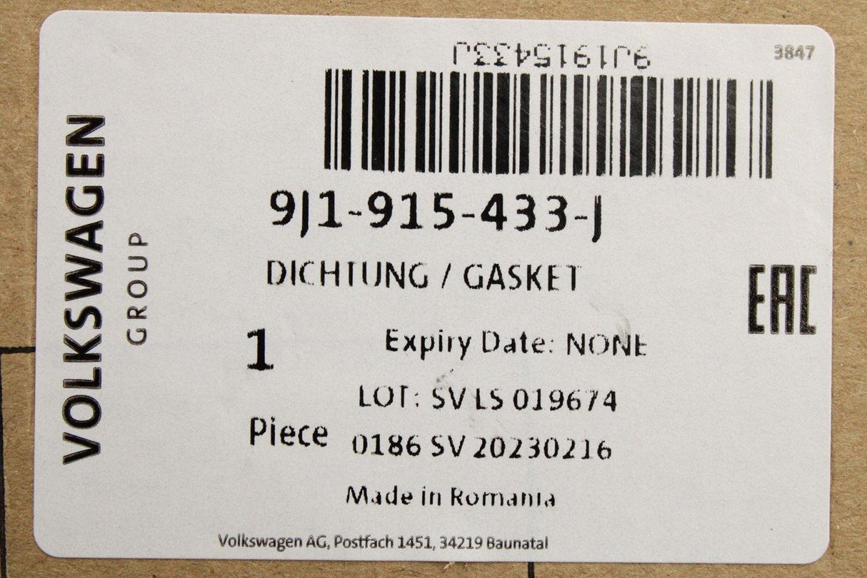 Audi e-Tron GT 21-on high voltage battery isolator lower seal 9J1915433J