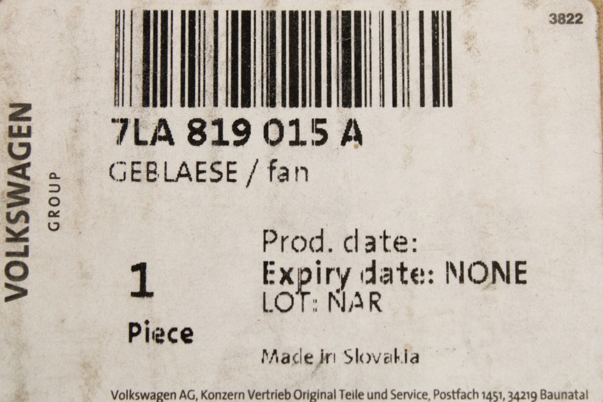 VW Transporter T6.1 2020-on heater blower motor fan (RHD) 7LA819015A