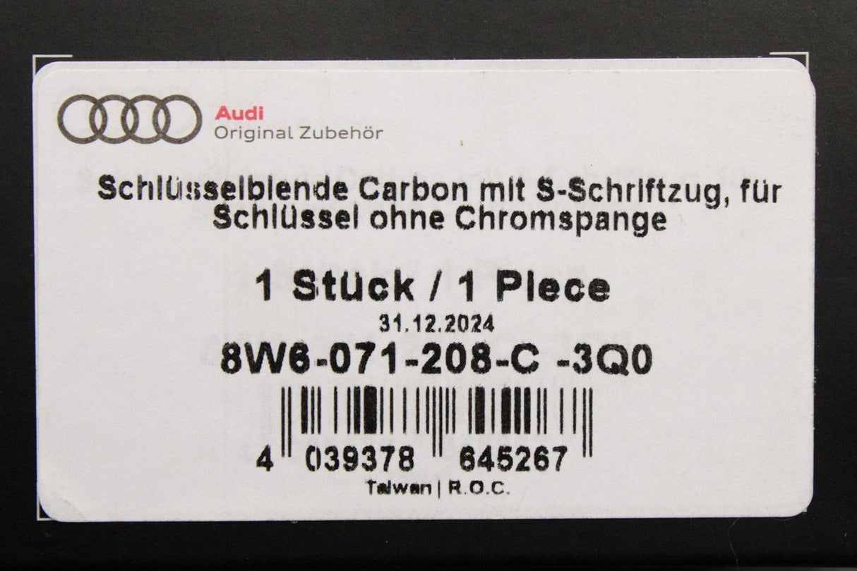 Audi A4 A5 Q5 Q7 2016-on carbon fibre key cover (S Logo) 8W6071208C 3Q0