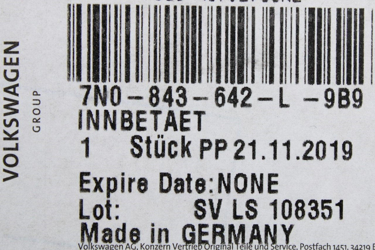VW Sharan SEAT Alhambra Rear right inner sliding door handle 7N0843642L 9B9